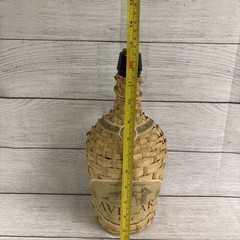 Vintage Wicker Covered Clear Wine Bottle with Rattan Handle Avelar Rose!!!