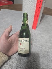 Vintage 1950s Christian Brothers Champagne Brut Green Glass Bottle! Rare To Find