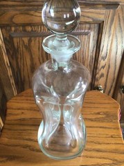 Vintage Clear Glass Pinch Decanter Bottle Wine Blown Polished Pontil 12”