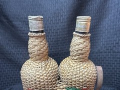 Vintage Double Wicker-Wrapped Wine Bottles Demijohn (Empty Bottles)