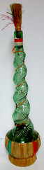 Vintage Italian Chianti Wine Bottle 20 Inch Green Glass With Rattan & Cork
