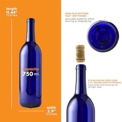 750ml Cobalt Blue Wine Bottles (Pack of 12) – Empty Bordeaux Liquor Bottles