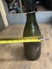 Antique Old Rare Early Empty Green Glass Wine Bottle High Kick Up W Paper Label