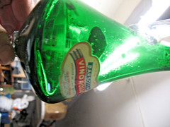 BARSOTTINI VINO ROSSO PITCHER DECANTER BOTTLE GREEN GLASS w/ LABELS EMPTY
