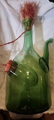 VTG Italian Chianti Hand Blown Green Glass Wine Decanter Bottle/ Ice Chamber VF