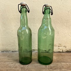 Old French Green Glass wine water pastis bottle circa 1950 set of 2 07062216