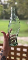 Vintage 1970&rsquo;S/80&rsquo;S Antinori Italian Green/ BLUE glass fish-shaped wine bottle