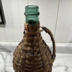 Vintage 1959 BOLLA Wine Wicker Wrapped Green Glass Bottle 16 1/2 Inches Tall