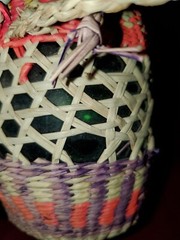 Vintage Wicker Demijohn Wine bottle Lady design w/neck strap made in Ecuador