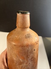 Vintage J.M. Da Fonseca Portugal Embossed Amber Wine Bottle 9” Rustic Bar Decor