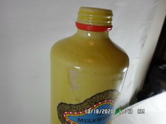 Vintage 1979 MELKMEISTER STONEWARE Wine BOTTLE Colorful Paper Labels