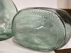 Lot of 3 Vintage Light Green Glass Jugs Half Gallon Wine Demijohn Handle 11.5&Prime;