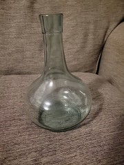 Vtg Green Glass Bottle Decanter Marked B Italy 8.5&Prime; Aqua Pretty