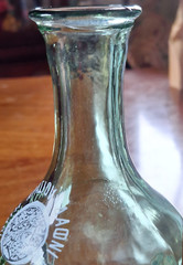 Vintage Greek « Ellas » 1971 Green Demijohn/Glass Bottle w/ Greek Antiquity Images