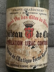 1961 Chatea de Clary Rhone Lirac empty wine bottle Label