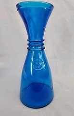 Vintage Cobalt Blue Glass Decanter Wine Bottle Vase Carafe 10.5&Prime; T Made in Italy