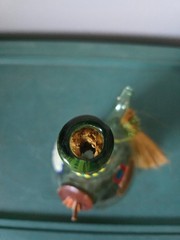 Vtg RARE Chanti Spada Wine Bottle Decanter Wicker Blown Green Glass Ice Chamber