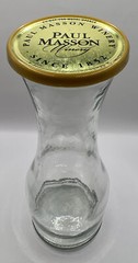 Vintage Paul Masson Glass Wine Water Carafe, Embossed Bottom Letters, 10.5&Prime; Tall