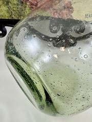 Vintage Pale Green Demijohn Wine Jug Bottle Hand Blown GALAXY of Encased Bubbles