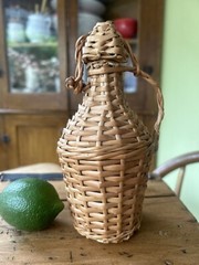 VINTAGE Wicker Covered Wine Bottle~SMALL 7”~MINT CONDITION*ORIGINAL CORK~Ex COND