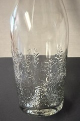 Vintage French Modele Depose Long Necked Glass Bottle – Floral Design