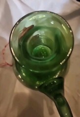 VTG Italian Chianti Hand Blown Green Glass Wine Decanter Bottle/ Ice Chamber VF