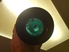 Antique Wine Bottle Odd Color Navy Teal Blue Spin Mold Unusual