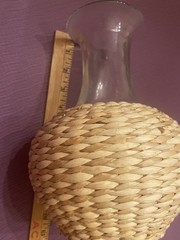 Vintage Red Chianti Wine Decanter Wicker And Glass 11.5” H