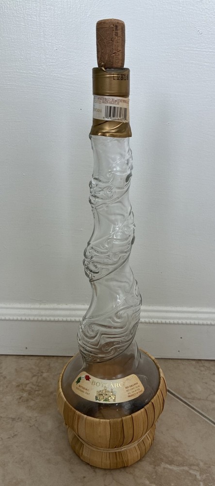 Vintage Italian Wine Bottle Bottarc Twisted Glass Neck Empty 16”