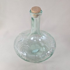 Vetreria Etrusca Italian Grapevine Wine Decanter Aqua Glass Bottle 9&Prime; Tall