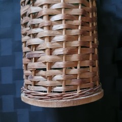 Vtg 2L European 16&Prime; Wicker Covered Demijohn Bottle w/Baled Porcelain Stopper