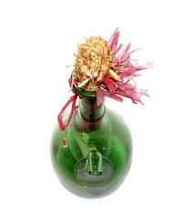 Princess House Green Glass Wine Bottle Ice Chamber Cooler Straw Stoppers Italy