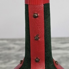 VTG French « Liqueur de L&rsquo;Armee Rouge » Bottle Flock w/ Soldier Wood Head Stopper