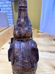 VINTAGE VETROPELLE LEATHER WRAPPED ELEPHANT WINE BOTTLE ITALY With Labels