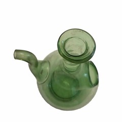 VNTG Italian Hand Blown Green Glass Wine Decanter W/Ice Chamber & Straw Corks