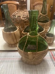 Collectible Bolla Green Glass Bottle Set Of 6
