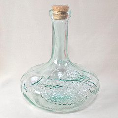 Vetreria Etrusca Italian Grapevine Wine Decanter Aqua Glass Bottle 9&Prime; Tall