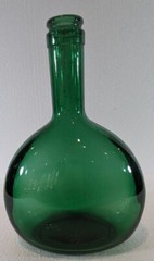 Emerald Green Glass Oval Bottle 8” Tall Marked On Bottom Vintage