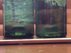 Vintage 8” Emerald Green Glass Champagne Bottles 12oz. Kick-up Bottom Cork Mouth