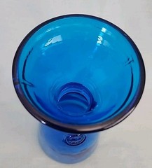 Vintage Cobalt Blue Glass Decanter Wine Bottle Vase Carafe 10.5&Prime; T Made in Italy
