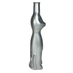 SILVER HAPPY CAT Glass Wine Bottle Rheinhessen Riesling 2015 (Empty) 13&Prime;