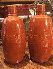 Two Brown Stoneware Vintage Beer / Wine Bottles