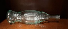 Vintage Fish Shaped Glass Bottle Modele Depose 70mm Blue Green Art 12.5 in