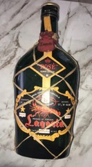 Vintage Lagosta Green Glass, Empty Wine Bottle W/ OG Rattan, Excellent Condition