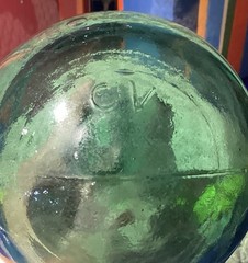 Vintage Hand Blown Green Rounded Bottom Wine Glass Bottle- “Vino D’ Italia”