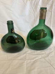 Vintage Mateus Rosé Portugal Green Glass Wine Bottles Set 2 Labels Display