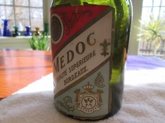 Antique Labeled Green Wine Bottle