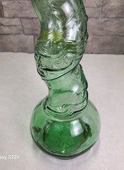 MCM Italian Chianti Wine Embossed Twisted Green Glass Bottle Mazzoni 32&Prime; Import