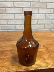 Antique Benedictine Wine Bottle Amber Brown Embossed Glass Bottle