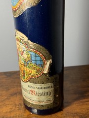Vintage Beameister Empty Stoneware German Riesling Wine Bottle 11&Prime; Tall Blue